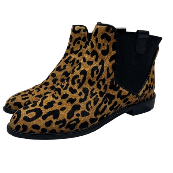 Zara Woman Leopard Print Chelsea Ankle Boots Size 40 Ponyskin Flat - Picture 9 of 9